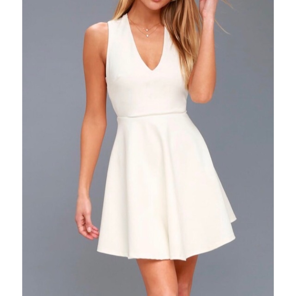 Going Steady White Backless Skater Dress